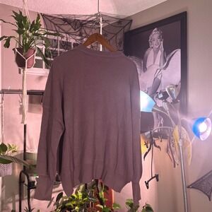 Oversized Ribbed Knit Sweater Women's XL Mauve Purple Long Sleeve Slouchy Cozy